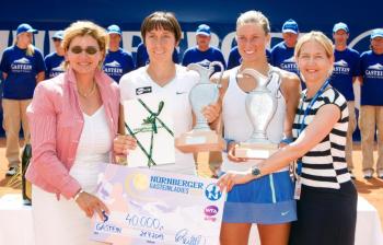 Andrea Hlavackova and Yvonne Meusburger Bad Gastein 2013 final trophies